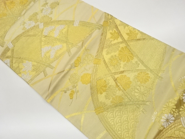 光悦垣に草花・古典柄模様織出し袋帯